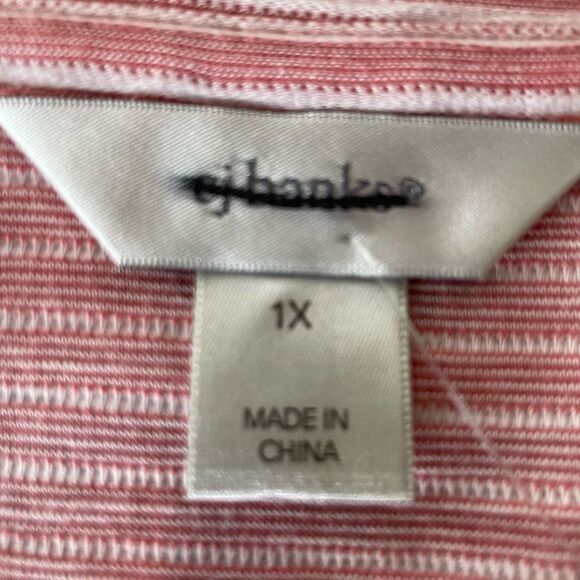 New CJ Banks Red Striped V-Neck Coastal Tunic Top Size 1X - Picture 7 of 8